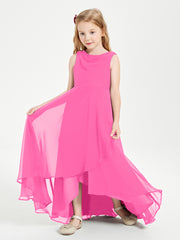 Modern Asymmetrical Cowl Neck Junior Bridesmaid Dresses Azalea