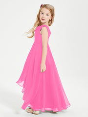Modern Asymmetrical Cowl Neck Junior Bridesmaid Dresses Azalea