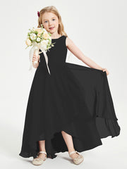 Modern Asymmetrical Cowl Neck Junior Bridesmaid Dresses Black