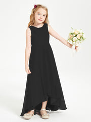 Modern Asymmetrical Cowl Neck Junior Bridesmaid Dresses Black