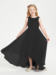Modern Asymmetrical Cowl Neck Junior Bridesmaid Dresses Black