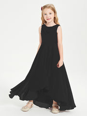 Modern Asymmetrical Cowl Neck Junior Bridesmaid Dresses Black