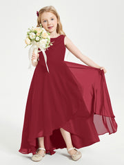 Modern Asymmetrical Cowl Neck Junior Bridesmaid Dresses Burgundy