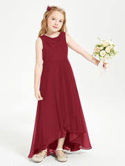 Modern Asymmetrical Cowl Neck Junior Bridesmaid Dresses Burgundy