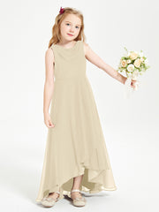 Modern Asymmetrical Cowl Neck Junior Bridesmaid Dresses Champagne