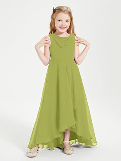 Modern Asymmetrical Cowl Neck Junior Bridesmaid Dresses Clover