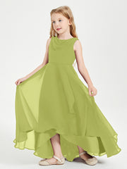 Modern Asymmetrical Cowl Neck Junior Bridesmaid Dresses Clover