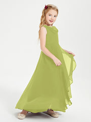 Modern Asymmetrical Cowl Neck Junior Bridesmaid Dresses Clover