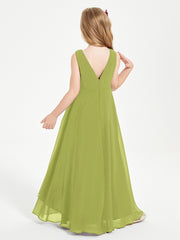 Modern Asymmetrical Cowl Neck Junior Bridesmaid Dresses Clover