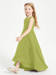 Modern Asymmetrical Cowl Neck Junior Bridesmaid Dresses Clover