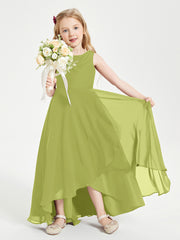 Modern Asymmetrical Cowl Neck Junior Bridesmaid Dresses Clover