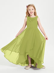 Modern Asymmetrical Cowl Neck Junior Bridesmaid Dresses Clover