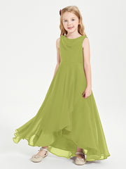 Modern Asymmetrical Cowl Neck Junior Bridesmaid Dresses Clover