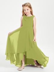 Modern Asymmetrical Cowl Neck Junior Bridesmaid Dresses Clover