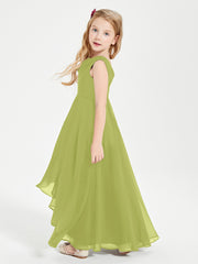 Modern Asymmetrical Cowl Neck Junior Bridesmaid Dresses Clover