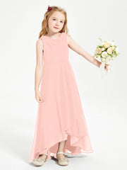 Modern Asymmetrical Cowl Neck Junior Bridesmaid Dresses Coral