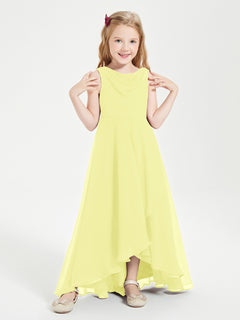 Modern Asymmetrical Cowl Neck Junior Bridesmaid Dresses Daffodil