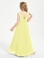 Modern Asymmetrical Cowl Neck Junior Bridesmaid Dresses Daffodil