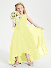 Modern Asymmetrical Cowl Neck Junior Bridesmaid Dresses Daffodil