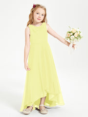 Modern Asymmetrical Cowl Neck Junior Bridesmaid Dresses Daffodil