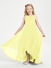 Modern Asymmetrical Cowl Neck Junior Bridesmaid Dresses Daffodil
