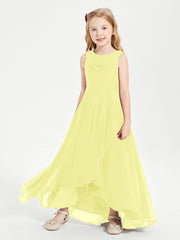 Modern Asymmetrical Cowl Neck Junior Bridesmaid Dresses Daffodil