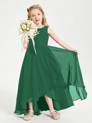 Modern Asymmetrical Cowl Neck Junior Bridesmaid Dresses Dark Green