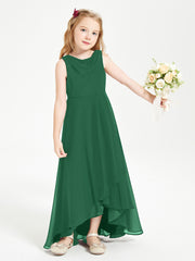 Modern Asymmetrical Cowl Neck Junior Bridesmaid Dresses Dark Green