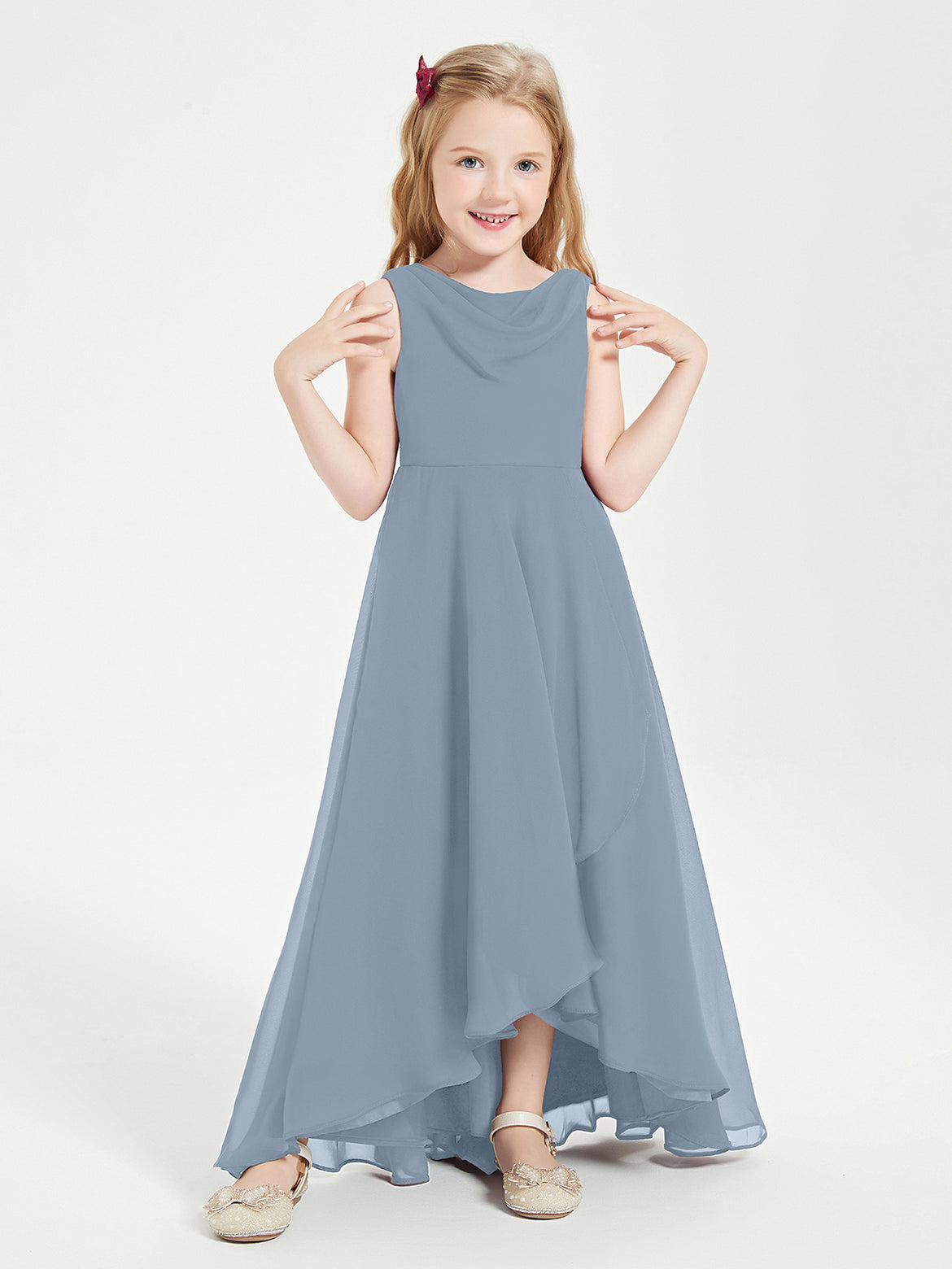 Dusty Blue Junior Bridesmaid Dresses – BABARONI UK
