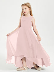 Modern Asymmetrical Cowl Neck Junior Bridesmaid Dresses Dusty Rose