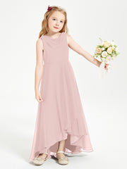 Modern Asymmetrical Cowl Neck Junior Bridesmaid Dresses Dusty Rose