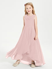 Modern Asymmetrical Cowl Neck Junior Bridesmaid Dresses Dusty Rose