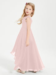 Modern Asymmetrical Cowl Neck Junior Bridesmaid Dresses Dusty Rose