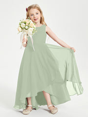 Modern Asymmetrical Cowl Neck Junior Bridesmaid Dresses Dusty Sage