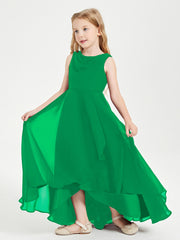 Modern Asymmetrical Cowl Neck Junior Bridesmaid Dresses Emerald