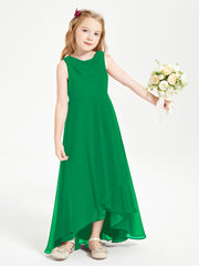 Modern Asymmetrical Cowl Neck Junior Bridesmaid Dresses Emerald