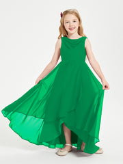 Modern Asymmetrical Cowl Neck Junior Bridesmaid Dresses Emerald