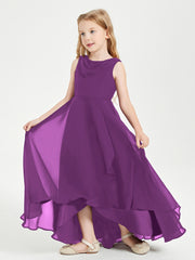 Modern Asymmetrical Cowl Neck Junior Bridesmaid Dresses Grape