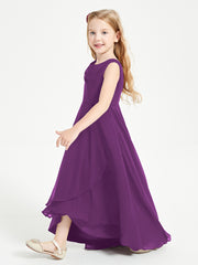 Modern Asymmetrical Cowl Neck Junior Bridesmaid Dresses Grape