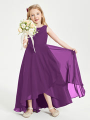 Modern Asymmetrical Cowl Neck Junior Bridesmaid Dresses Grape