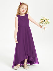 Modern Asymmetrical Cowl Neck Junior Bridesmaid Dresses Grape