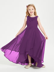 Modern Asymmetrical Cowl Neck Junior Bridesmaid Dresses Grape