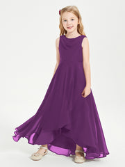 Modern Asymmetrical Cowl Neck Junior Bridesmaid Dresses Grape