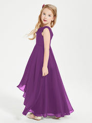 Modern Asymmetrical Cowl Neck Junior Bridesmaid Dresses Grape