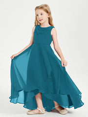 Modern Asymmetrical Cowl Neck Junior Bridesmaid Dresses Ink Blue