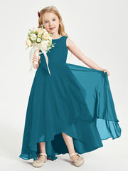 Modern Asymmetrical Cowl Neck Junior Bridesmaid Dresses Ink Blue