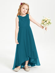Modern Asymmetrical Cowl Neck Junior Bridesmaid Dresses Ink Blue