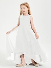 Modern Asymmetrical Cowl Neck Junior Bridesmaid Dresses Ivory
