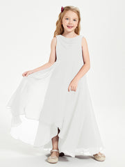 Modern Asymmetrical Cowl Neck Junior Bridesmaid Dresses Ivory