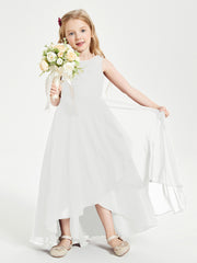 Modern Asymmetrical Cowl Neck Junior Bridesmaid Dresses Ivory